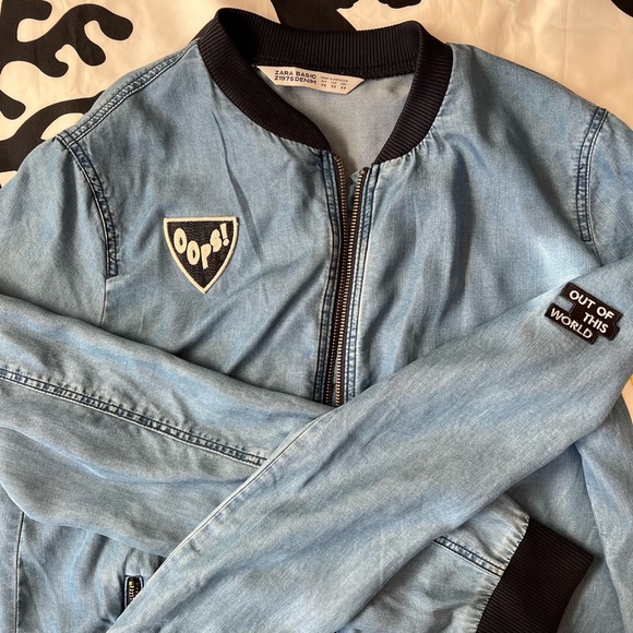Zara Denim Chambray Bomber Jacket - Picture 8 of 8